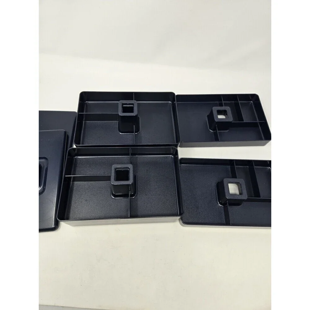VINTAGE TUPPERWARE 4 PIECE STACKABLE JEWELRY DESK ORGANIZER NAVY BLUE SET OF 2